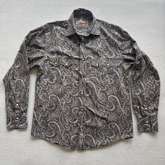 Rafter C Other - Rafter C Cowboy Collection Men Small Shirt Long Sleeve Paisley Pearl Snap Gray